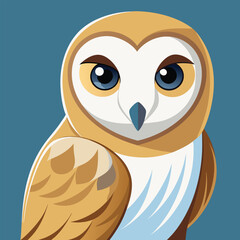 A curious barn owl tilts its head, observing with dark eyes.
