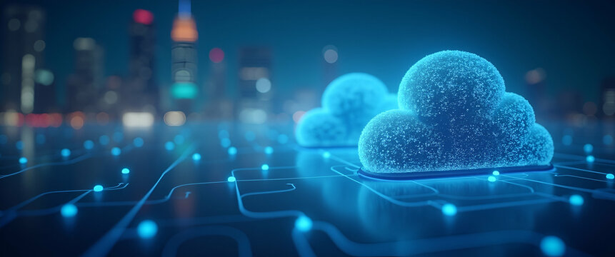 Innovative Cloud Technology: Dynamic Digital Frameworks & Integrated Virtual Systems for Enhanced Enterprise Efficiency & Global Connectivity - Stock Photo Concept