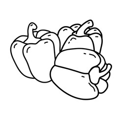 Paprika Vegetables Outline Coloring Line Art Illustration for Kids and Educational Design
