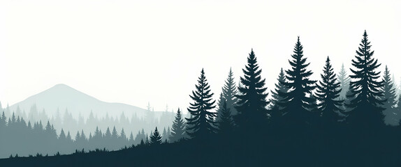 Fototapeta premium Minimalistic Forest Trees Silhouette SVG: A Cluster of Pine Trees Symbolizing Wilderness for Nature-Themed Designs and Eco-Friendly Campaigns - Perfect for Photo Stock with Space for Custom Messaging