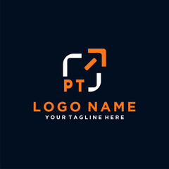 PT initials minimal modern technology logo design