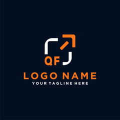 QF initials minimal modern technology logo design
