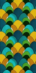 Abstract Scaled Pattern: Vibrant Retro Art Deco Design
