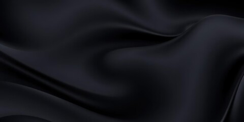 Obraz premium Elegant Black Draped Fabric Smooth Texture Dark Background Luxury Soft Abstract Silk Waves Design