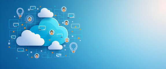 Photo realistic as Cloud based communication tools with chat and video call icons concept as Vector illustration of cloud based communication tools featuring chat and video call icons emphasizing enha