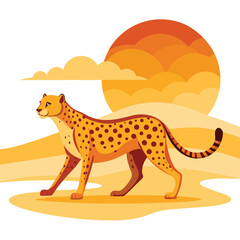 A majestic lion gazes into the warm hues of an African savanna sunset.
