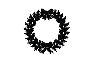 Fototapeta premium Christmas wreath silhouette on white background