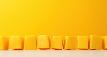 Bright Yellow Cubes Arranged in a Row Against a Vibrant Yellow Background Creating a Clean and Minimalist Aesthetic for Creative Projects