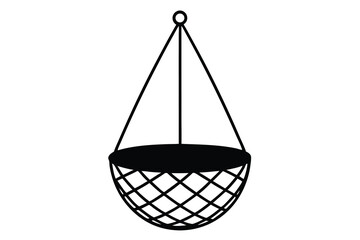 hanging basket silhouette vector illustration