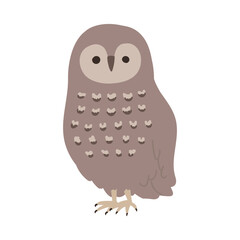 こっちを向いてるかわいいフクロウのイラスト