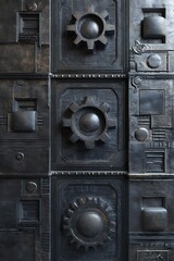 Abstract Metallic Gear Wall: Industrial Design Texture