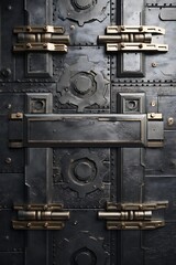 Abstract Steampunk Metal Panel: Dark Gears, Hinges, and Industrial Design