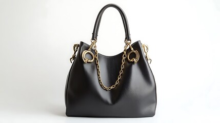 Stylish brown leather handbag with elegant design in warm lighting.