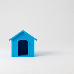Blue dog house isolated on a white background. 3d rendering.