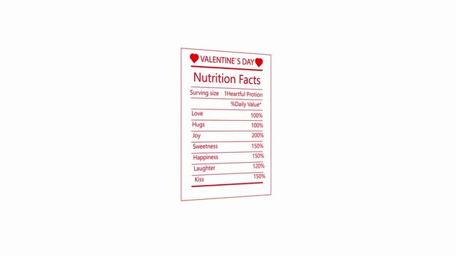 Valentine's Day Nutrition Facts Design. nutrition calculator, nutrition label maker, nutrition facts labe