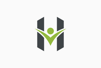 Initial Letter H People Body Icon Logo Design