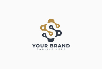 Obraz premium Letter S Linked Gear, Chain Icon Logo Design
