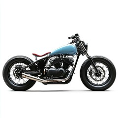 Obraz premium Blue Custom Chopper Motorcycle: A Vintage Ride