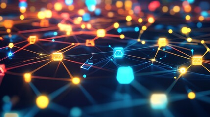 Fototapeta premium Abstract Network Design - Futuristic Technology on black background