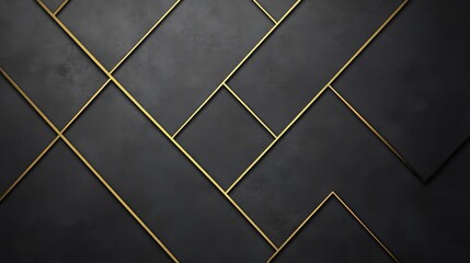 Geometric Gold Accented Dark Wall Design on black background