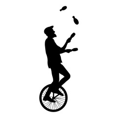 Man Juggler Silhouette. Isolated on White Background. © Fadhil