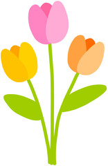 튤립 세 송이 일러스트