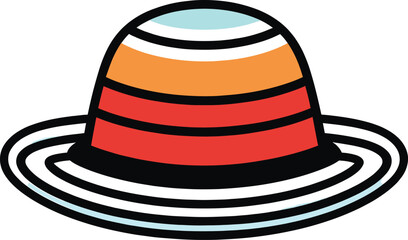 Colorful Summer Hats with Flowers and Ribbons Vector