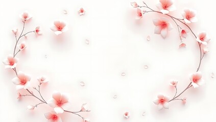 Fototapeta premium Abstract floral wreath border in soft pink tones, blank center for text, peaceful design