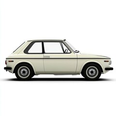 Fototapeta premium Cream Classic Car: Vintage Coupe Side View - Retro Automobile