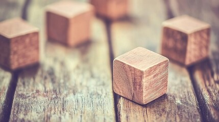Wooden cube blocks arranged in a clean, minimalist design, symbolizing simplicity and order