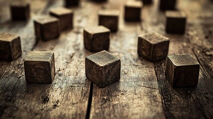 Wooden cube blocks arranged in a clean, minimalist design, symbolizing simplicity and order