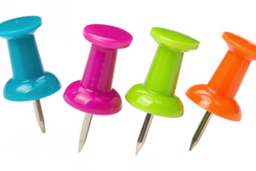 Colorful Push Pins Cyan, Magenta, Lime, Orange - Office Supplies & Stationery