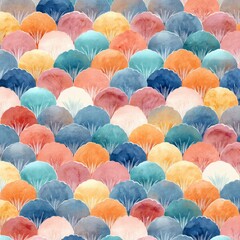 Watercolor Scallops: Earthy Hues and Gentle Lines