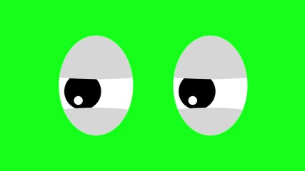 icon sneer eye blinking glance right left cartoon animated eyes badmood green screen 4k croma isolated