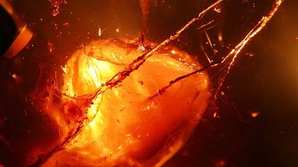 Fiery Explosion with Orange and Red Hues and Sparks