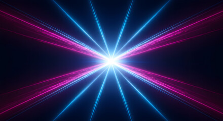 Obraz premium Abstract Starburst of Blue and Pink Light on Dark Background