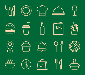 Set of Icons for restaurants ou food. Optimization line editable icon set. Editable stroke. Vector illustration