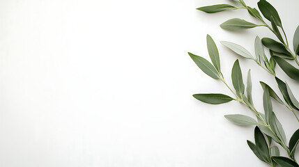 Fototapeta premium A white background with a green leafy plant on it