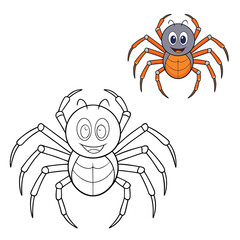 A cute, funny cartoon spider with big googly eyes, a mischievous smile, and tiny legs, hanging from a web in a playful pose, ready for fun and giggles.