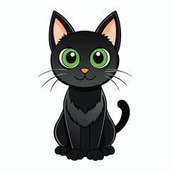 Mysterious Halloween black cat with piercing green eyes, arched back, and sleek fur—perched under a full moon, ready to bring spooky vibes and magical mischief.