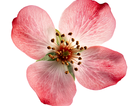Strawberry flower, isolated on a clean white background, highlighting its delicate petals and vibrant color