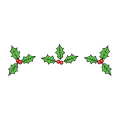 Festive Christmas border adorned with holly leaves and red berries, perfect for holiday cards, invitations, and seasonal decorations with a classic holiday charm.