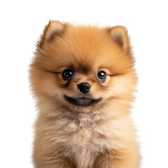 Obraz premium Brown Pomeranian Puppy Sitting Alone on PNG Transparent Background 