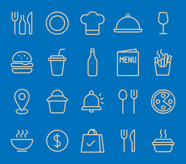 Set of Icons for restaurants ou food. Optimization line editable icon set. Editable stroke. Vector illustration