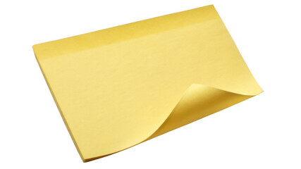 High-Resolution Photo of a Yellow Sticky Note with a Curled Edge