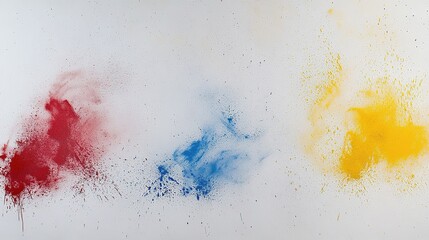 Colorful powder burst in vibrant red, blue, and yellow, symbolizing energy and creativity