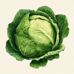 Detailed illustration of a head of cabbage (2)