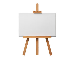 Art canvas on a wooden easel set in a bright studio during the afternoon with natural light illuminating the space