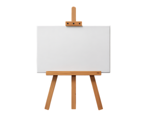 Art canvas on a wooden easel set in a bright studio during the afternoon with natural light illuminating the space