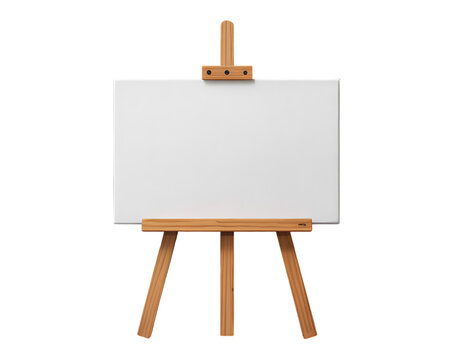 Art canvas on a wooden easel set in a bright studio during the afternoon with natural light illuminating the space
